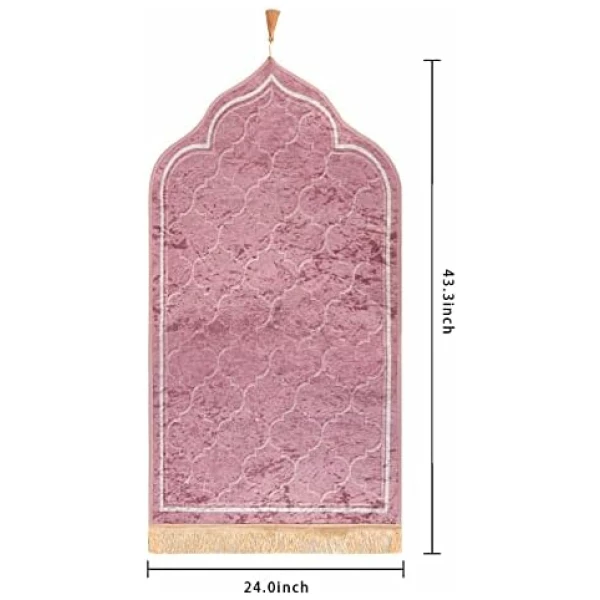 Tapis de prière Velours Tapis coloré Musulmane Tapis pour Prier Tapis de Sol Musulman antidérapant et imperméable Tapis Islamique Janamaz Sajadah pour Ramadan – Image 3