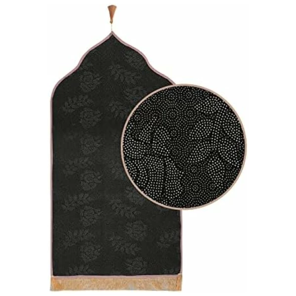 Tapis de prière Velours Tapis coloré Musulmane Tapis pour Prier Tapis de Sol Musulman antidérapant et imperméable Tapis Islamique Janamaz Sajadah pour Ramadan – Image 5