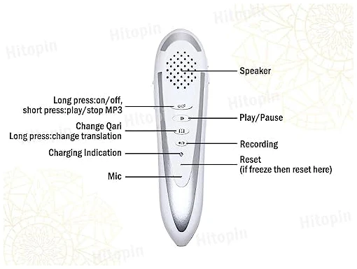 Hitopin Ramadan Coran avec Stylo Lecteur Mot à Mot Tafsir, Sahih Bukhari, Sahih Muslim Stylo Lecteur numérique de Coran Mot pour avec enregistreur Vocal Traduction Dictionnaire Parlant Plus 5 Livres – Image 8
