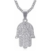 BOBIJOO Jewelry - Pendentif Main de Fatma Marie Fatima Collier Protection Acier Inoxydable Argent Chaîne