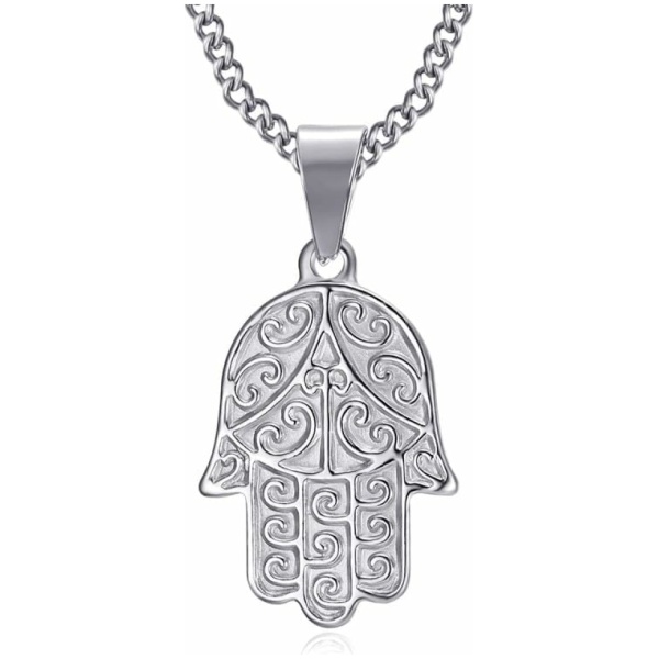 BOBIJOO Jewelry - Pendentif Main de Fatma Marie Fatima Collier Protection Acier Inoxydable Argent Chaîne