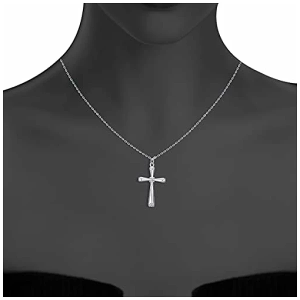 Boucles d'oreilles croix Boucles d'oreilles créoles Collier croix argent sterling 925 en femmes filles garçons hommes Cadeau de Noël – Image 6