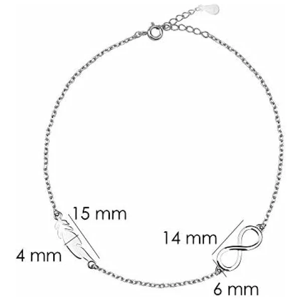 Bracelet pour Femmes en Argent 925 - avec Pendentif en Forme de Plume Infini - 30172 – Image 5