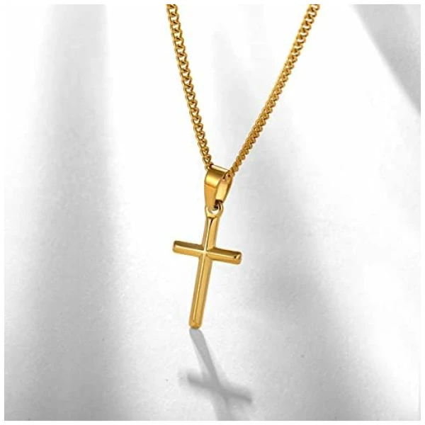 Collier homme, collier avec pendentif croix pour homme, collier croix en acier inoxydable noir argenté pour homme femme, cadeau croix pour homme – Image 2