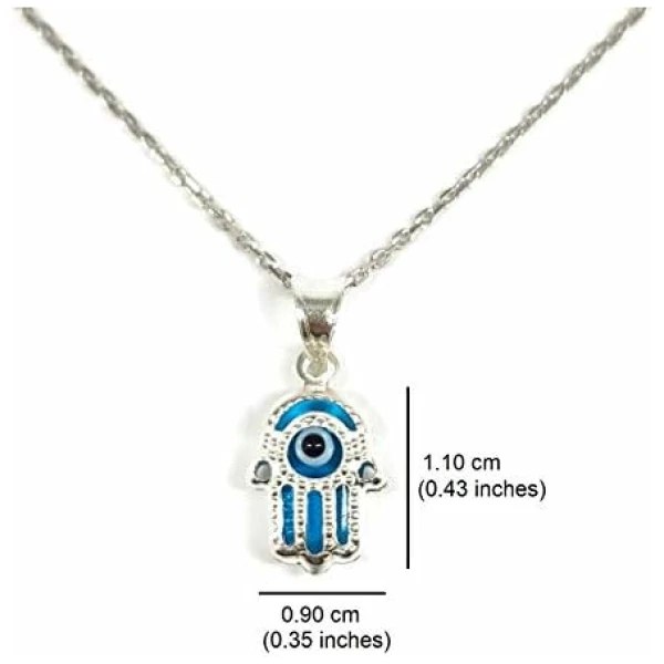 Collier unisexe en argent sterling 925 avec pendentif en forme de main de Fatima/œil turc – Image 2