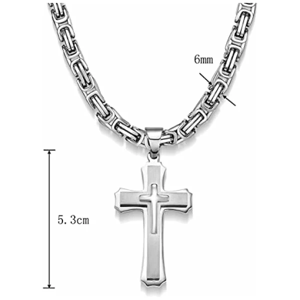 Croix Collier Pendentif pour Homme 6mm Largeur Chaîne – Image 5