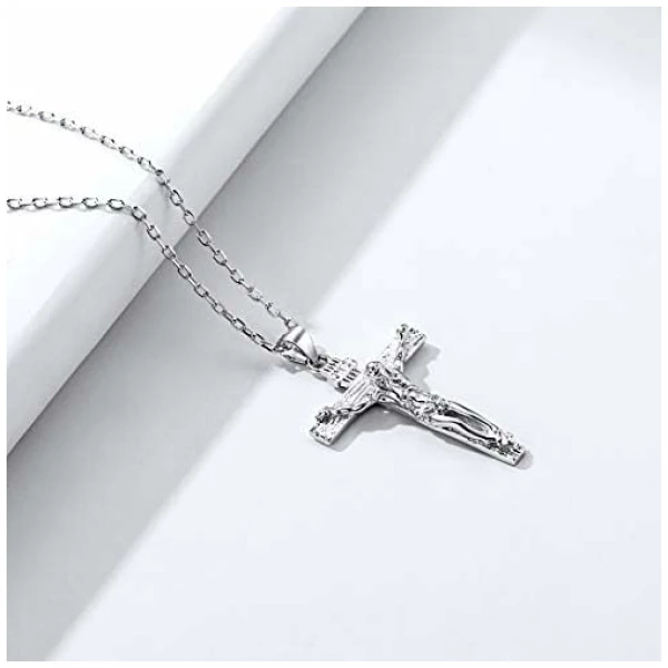 Collier Plaqué Or/Argent 925 Religieux Femme Homme,Pendentif Croix Crucifix,Médaille Saint Benoit/Sainte Vierge/Jésus Christ + Chaîne Réglable 45+5cm,Bijoux Amulette Protection Religion – Image 4