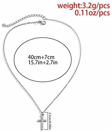 Croix collier simple petit pendentif croix collier femme fille bijoux cadeau (Argent) – Image 4