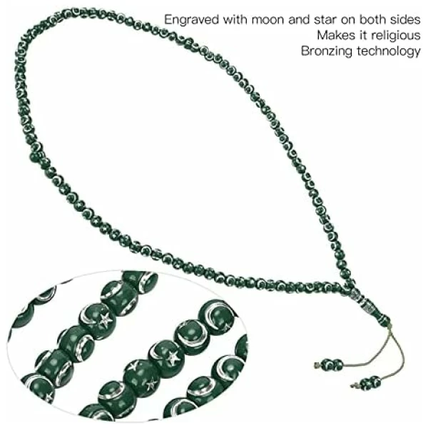 Perles de chapelet prière musulmane, outil dorure en résine 99 grains Fournitures islamiques musulman Article religieux pour bracelets colliers(vert) – Image 4