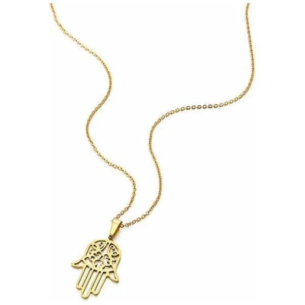 Main de Fatima - Pendentif de Protection Collier Femmes Homme Acier Inoxydable - avec 51CM Chaîne – Image 3