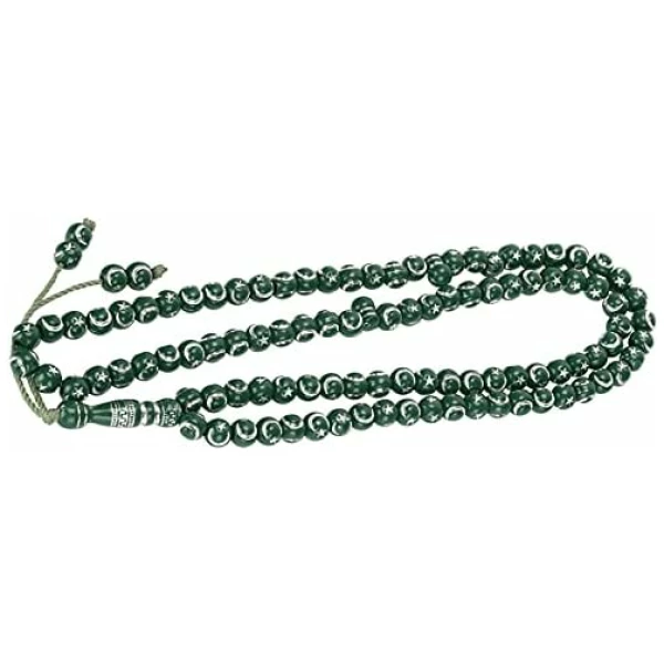 Perles de chapelet prière musulmane, outil dorure en résine 99 grains Fournitures islamiques musulman Article religieux pour bracelets colliers(vert) – Image 9