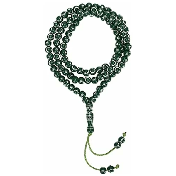 Perles de chapelet prière musulmane, outil dorure en résine 99 grains Fournitures islamiques musulman Article religieux pour bracelets colliers(vert) – Image 6