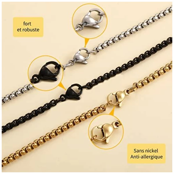 Collier Croix Homme Or/Argent Chaine Pendentif Croix Acier Inoxydable Bijoux Chretienne Croix pour Homme Femme – Image 6