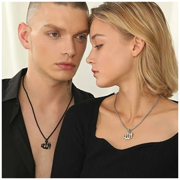 Collier Allah Homme en Acier Inoxydable/Plaqué Or Pendentif Islamique Bijou Amulette – Image 3