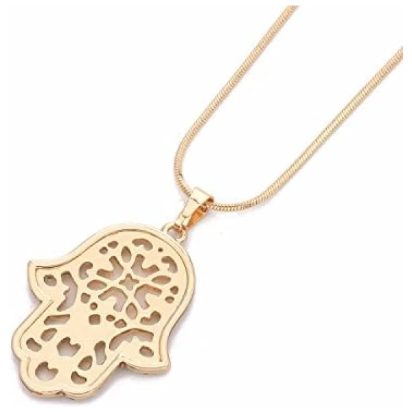 pendentif à la main Neckalce pour les femmes, or et argent longue serpent chaîne collier filles CZ Crystal Neckalce – Image 4