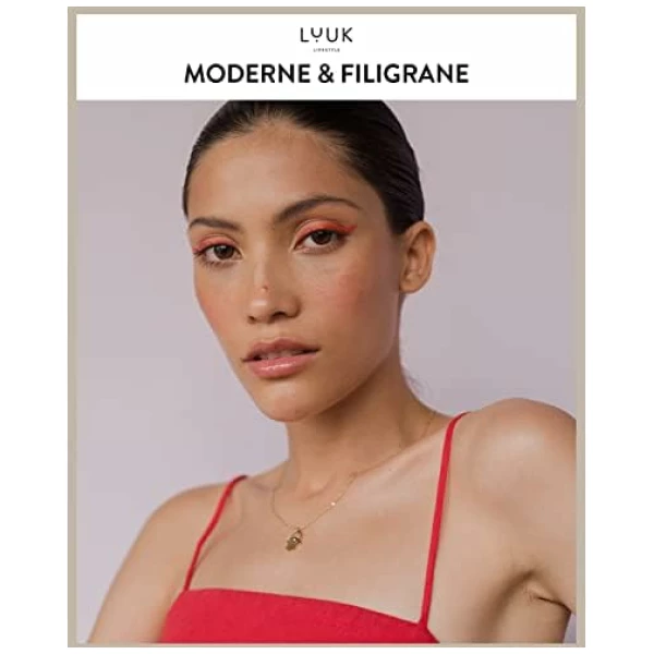 Colliers féminins en acier inoxydable avec pendentif, bijoux tendance pour port quotidien, idée cadeau, en argent, or et rose – Image 2