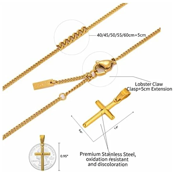 Collier homme, collier avec pendentif croix pour homme, collier croix en acier inoxydable noir argenté pour homme femme, cadeau croix pour homme – Image 5
