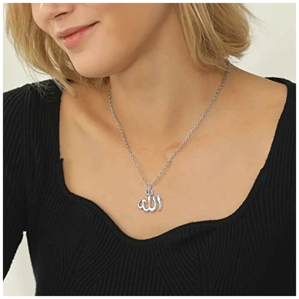 Collier Allah Homme en Acier Inoxydable/Plaqué Or Pendentif Islamique Bijou Amulette – Image 2
