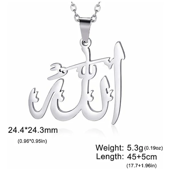 Collier Allah Islamique Pendentif Allah Mot Islamique Symbole Moyen Orient Croissant Allah Religion Musulmane Bijoux Cadeau Femme Fille – Image 6