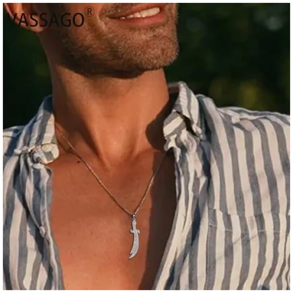 Collier épée pour homme et femme, collier épée zulfiqar Imam Ali Zulfiqar avec pendentif rune arabe musulmane, bijou talisman, amulette religieuse – Image 2