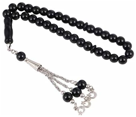 Chapelet de 33 perles de prière musulmanes, en verre, pour homme et femme, familles et amis, cadeau, noir, chaîne, collier, bracelet islamique – Image 2
