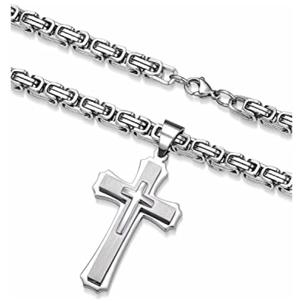 Croix Collier Pendentif pour Homme 6mm Largeur Chaîne – Image 3