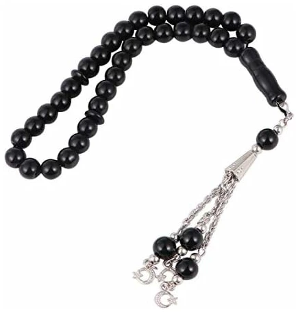 Chapelet de 33 perles de prière musulmanes, en verre, pour homme et femme, familles et amis, cadeau, noir, chaîne, collier, bracelet islamique – Image 8