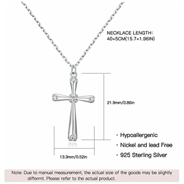 Boucles d'oreilles croix Boucles d'oreilles créoles Collier croix argent sterling 925 en femmes filles garçons hommes Cadeau de Noël – Image 4