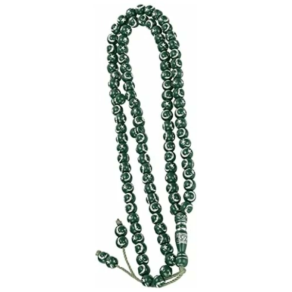 Perles de chapelet prière musulmane, outil dorure en résine 99 grains Fournitures islamiques musulman Article religieux pour bracelets colliers(vert) – Image 7