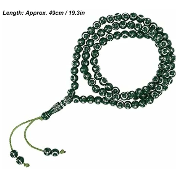 Perles de chapelet prière musulmane, outil dorure en résine 99 grains Fournitures islamiques musulman Article religieux pour bracelets colliers(vert) – Image 5