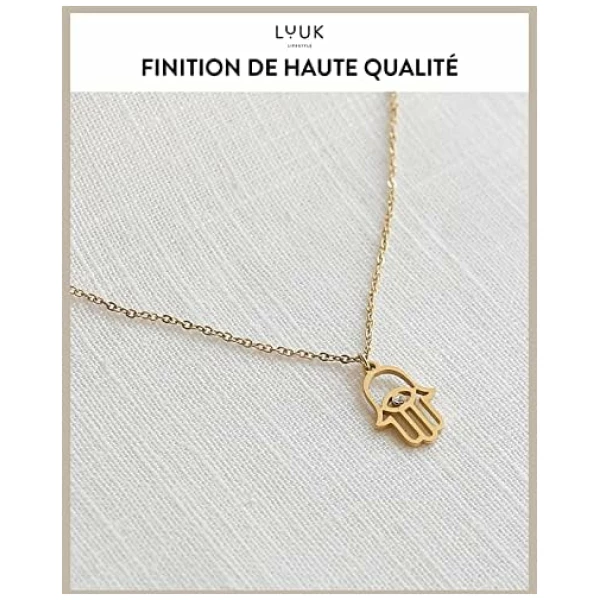 Colliers féminins en acier inoxydable avec pendentif, bijoux tendance pour port quotidien, idée cadeau, en argent, or et rose – Image 4