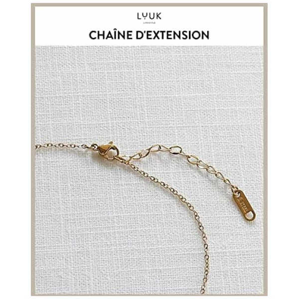 Colliers féminins en acier inoxydable avec pendentif, bijoux tendance pour port quotidien, idée cadeau, en argent, or et rose – Image 7