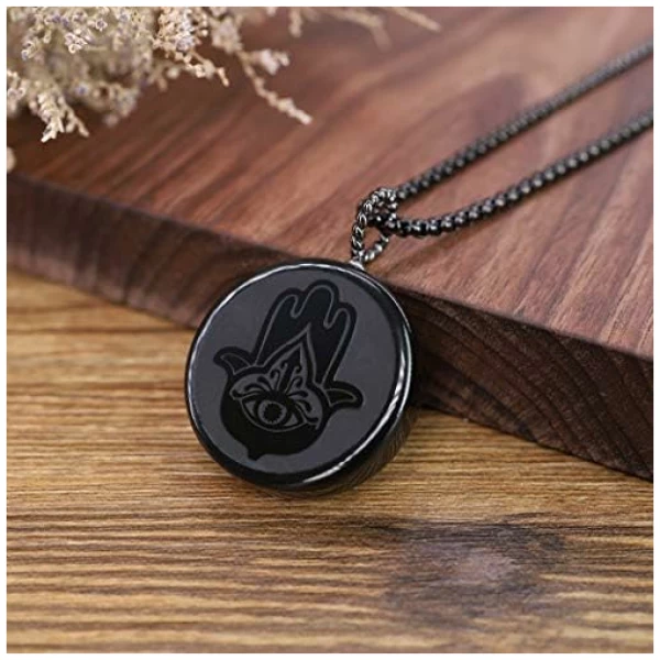 Collier Acier Inoxydable Pendentif Obsidienne Unisexe – Image 5