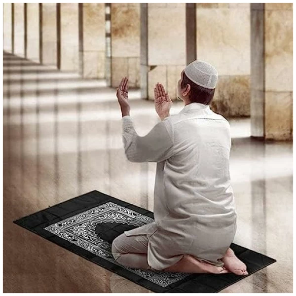 Tapis de Prière de Voyage Islamique, Tapis de Prière Musulman,Tapis de Prière Musulman,Portable Couleur Tapis de Prière de Poche avec Compass Format pour Les Prières Islamiques 100CM*60CM – Image 2