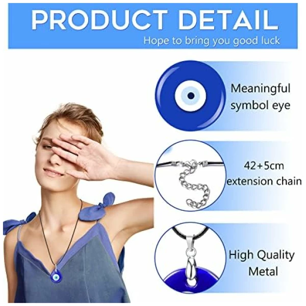 Collier Ras De Cou Evil Eye pour Femmes Hommes Collier Mauvais Oeil Collier Hamsa Turc Cadeaux de Mauvais Oeil Bijoux Ensemble – Image 2