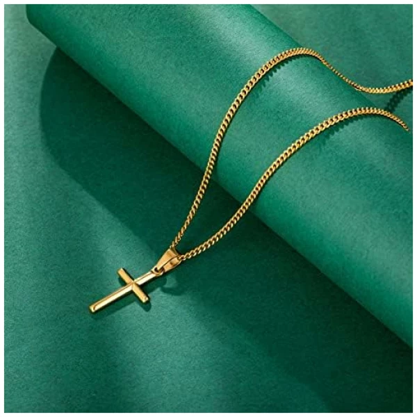 Collier homme, collier avec pendentif croix pour homme, collier croix en acier inoxydable noir argenté pour homme femme, cadeau croix pour homme – Image 3