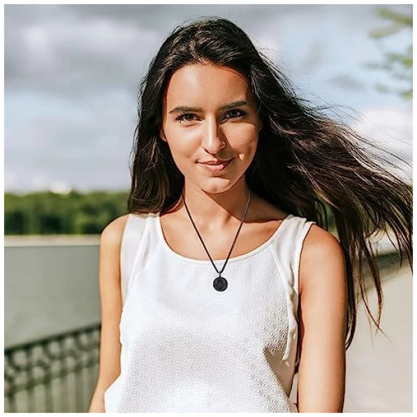 Collier Acier Inoxydable Pendentif Obsidienne Unisexe – Image 2