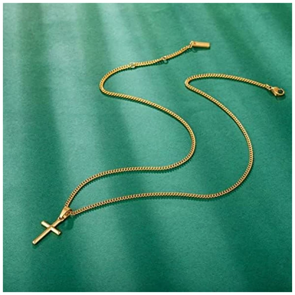 Collier homme, collier avec pendentif croix pour homme, collier croix en acier inoxydable noir argenté pour homme femme, cadeau croix pour homme – Image 4