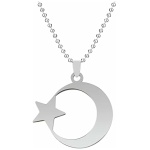 BINIAT Collier avec pendentif musulman Allah en forme de croissant de lune et d'étoile pour homme et femme