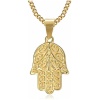 BOBIJOO Jewelry - Pendentif Main de Fatma Marie Fatima Collier Protection Acier Inoxydable Or Doré Plaqué Chaîne