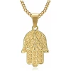 BOBIJOO Jewelry - Pendentif Main de Fatma Marie Fatima Collier Protection Acier Inoxydable Or Doré Plaqué Chaîne