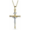 Bling Jewelry Collier Pendentif Croix Crucifix Jésus Religieux Chrétien Traditionnel Inri En Or Plaqué Tri-Color 18K Pour Femmes Et Hommes