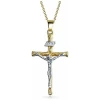 Bling Jewelry Collier Pendentif Croix Crucifix Jésus Religieux Chrétien Traditionnel Inri En Or Plaqué Tri-Color 18K Pour Femmes Et Hommes