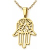 COOLSTEELANDBEYOND Hamsa Main de Fatima - Pendentif de Protection Collier Femmes Homme Acier Inoxydable - avec 51CM Chaîne