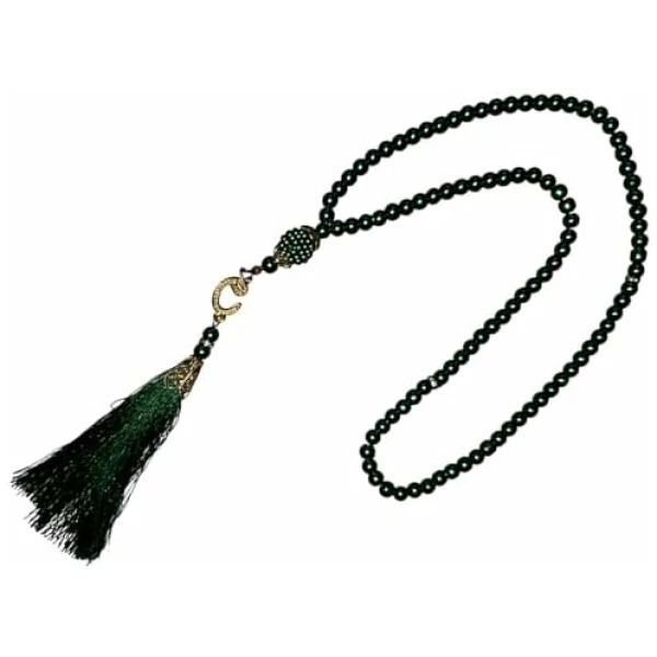 Chapelet de priére Vert Foncé Tasbih Sabha Islam Islamique 99 perles Sebha musulman Misbaha Collier de priere musulmane