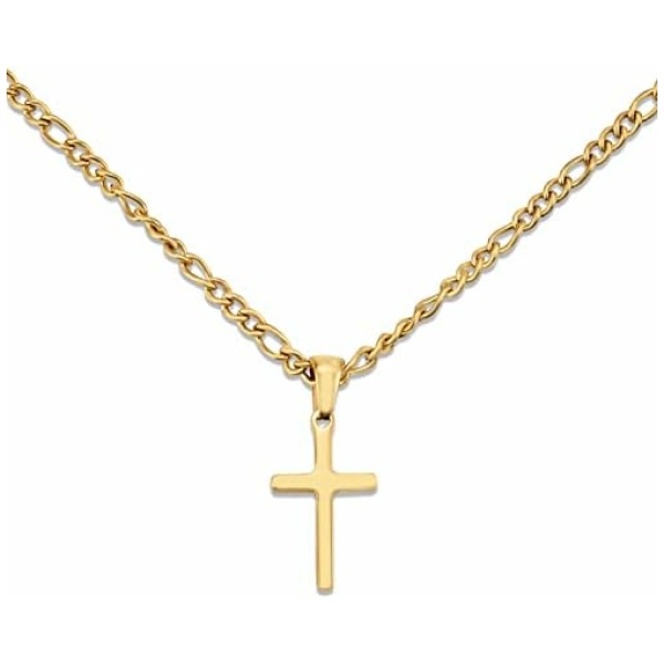 Cheerslife Croix Collier Chaîne Délicate Simple Acier inoxydable Religieux Pendentif Fête Des Mères Anniversaire Bijoux Cadeaux Pour Femmes Petite Amie Amis Adolescentes chaîne en argent doré