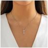 Clataly Femmes croix collier simple petit pendentif croix collier femme fille bijoux cadeau (Argent)