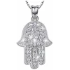 Collier Main de Fatma en Argent Sterling 925, Pendentif Main de Fatma pour Femme, Hamsa Pendentif Vintage Evil Eye Charme de Lotus Sacré Cadeaux pour Petite Amie Femme Maman