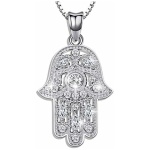 Collier Main de Fatma en Argent Sterling 925, Pendentif Main de Fatma pour Femme, Hamsa Pendentif Vintage Evil Eye Charme de Lotus Sacré Cadeaux pour Petite Amie Femme Maman