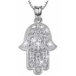 Collier Main de Fatma en Argent Sterling 925, Pendentif Main de Fatma pour Femme, Hamsa Pendentif Vintage Evil Eye Charme de Lotus Sacré Cadeaux pour Petite Amie Femme Maman